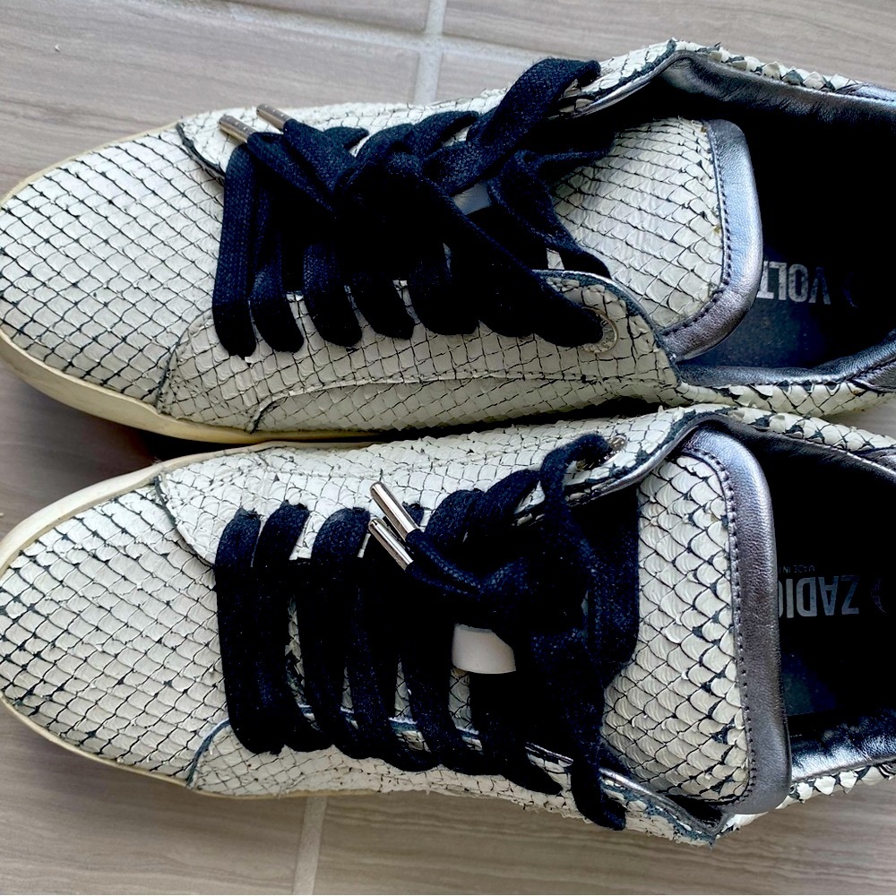 Zadig & Voltaire white lizard low-rise sneaker